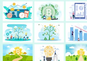 32 Mining Bitcoin Cryptocurrency Flat Design