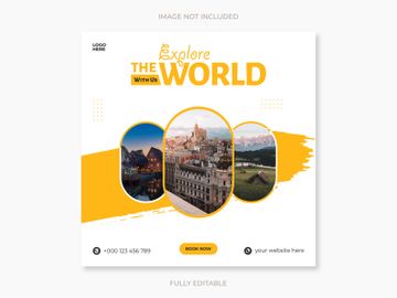 Social media design post travel, Template for social media post, template design for travel ads preview picture