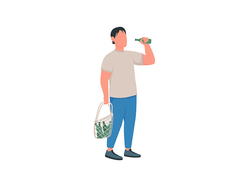 Alcoholic flat color vector faceless character