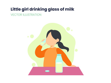 Little girl drinking glass of milk preview picture