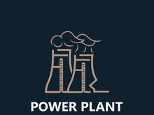 Power plant vector icon. Nuclear cooling Factory sign. Industry symbol. Simple isolated logo