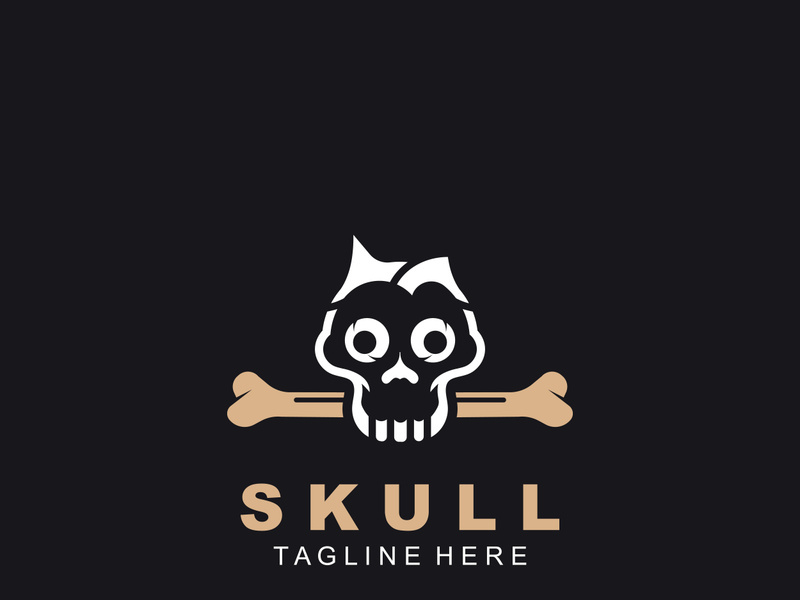 Skull skeleton logo Design vintage Template Idea on black background