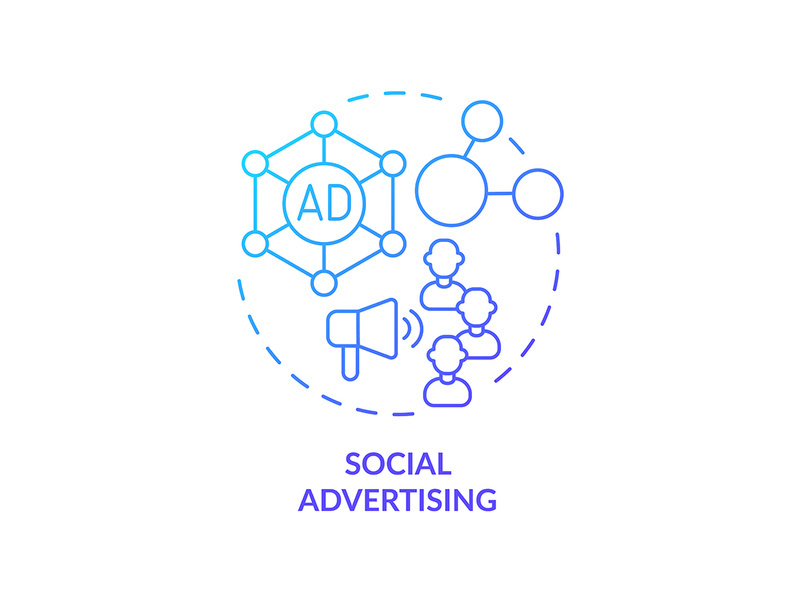Social advertising blue gradient concept icon