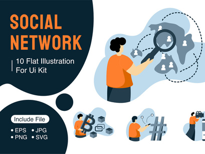 social network business Flat illustration