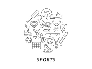 Sports abstract linear concept layout with headline preview picture