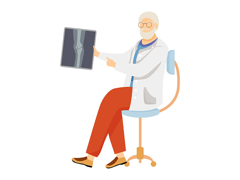 Traumatologist with x ray flat vector illustration