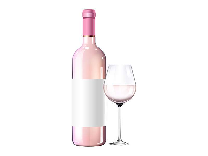 Rose wine realistic product vector design