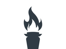 Burning Torch Fire Flame with Pillar column logo design