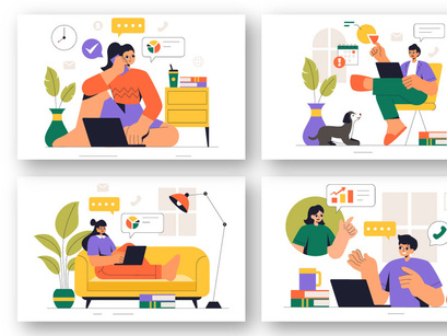 9 Remote Working Setup Illustration