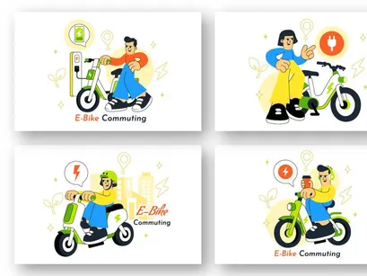 10 E Bike Commuting Illustration