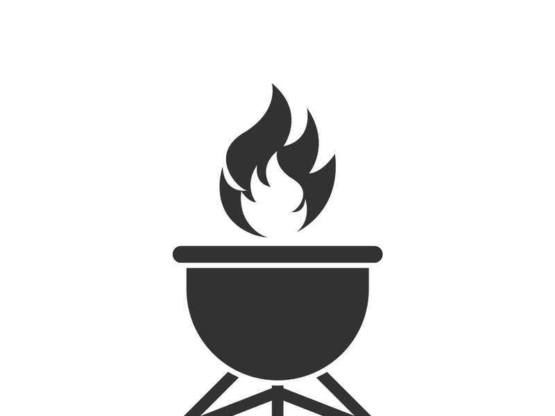 BBQ grill simple and symbol icon with smoke or steam logo vector illustration