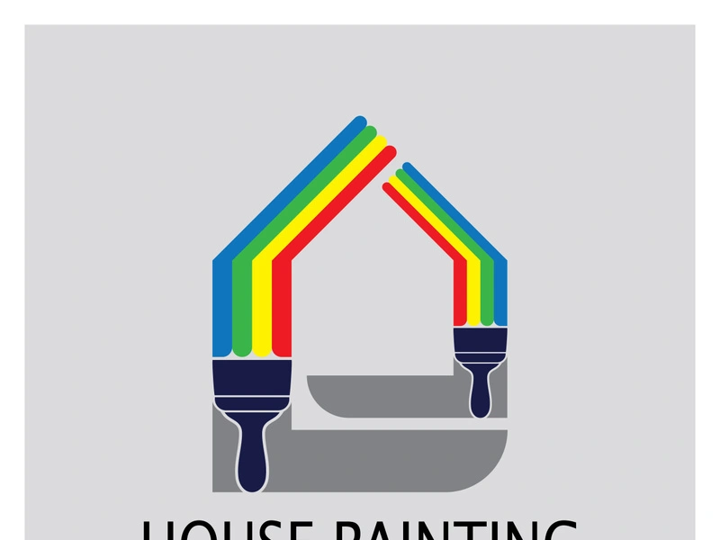 logo icon illustration house paint with a blend of brushes and rollers for house wall paint design, minimalist house, painting, interior, building, property business, wallpaper, vector concept