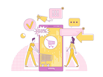 Mobile marketing thin line concept vector illustration preview picture