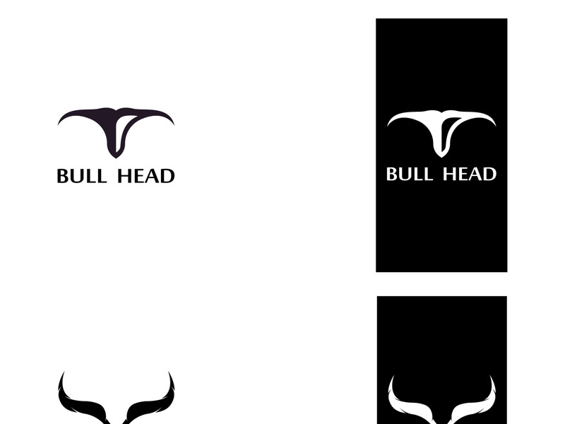 Retro vintage bull head horns logo design