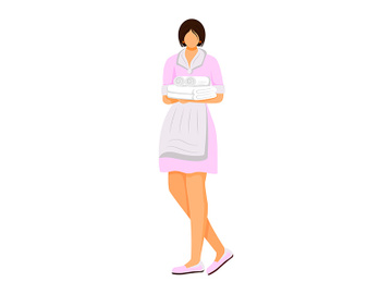 Hotel housekeeper flat color vector illustration preview picture