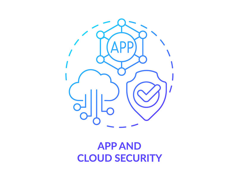 App and cloud security blue gradient concept icon