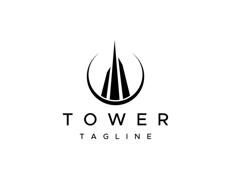 Eiffel Tower building logo design with a creative concept.