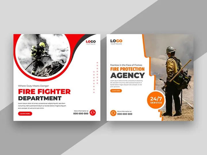 Fire Fighter Social Media Instagram Post Banner