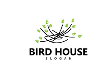 Bird Nest Logo, Bird House Shelter Vector preview picture