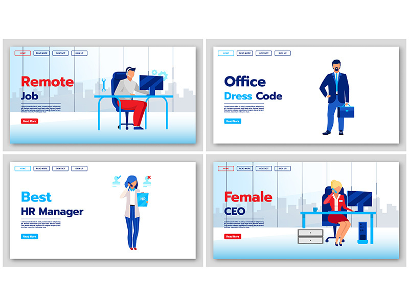 Business landing page vector templates set