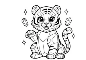 Cute tiger cub with diamonds vector illustration flat design