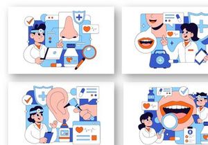 10 Otorhinolaryngologist Vector Illustration