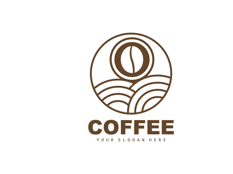 coffee bean drink logo design in brown color vector illustration