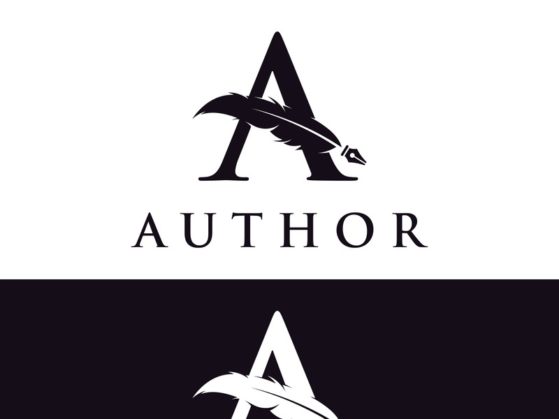 Vintage quill pen logo creative design and with ink.Classic and luxury stationery illustration.