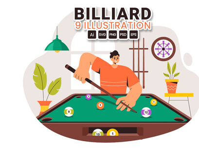 9 Billiard Game Illustration