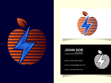 Apple and electricity logo sign symbol in flat style on white background preview picture