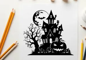 haunted house halloween night vector illustration