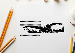 Silhouette of a swimmer in a pool swimming stroke silhouette