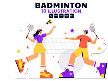 10 Badminton Player Illustration