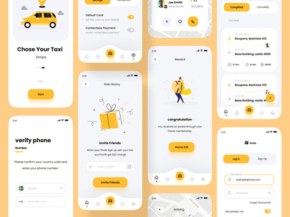 Snail Taxi booking app UI Kit