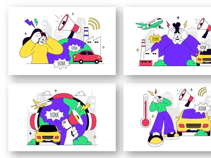 10 Noise Pollution Vector Illustration