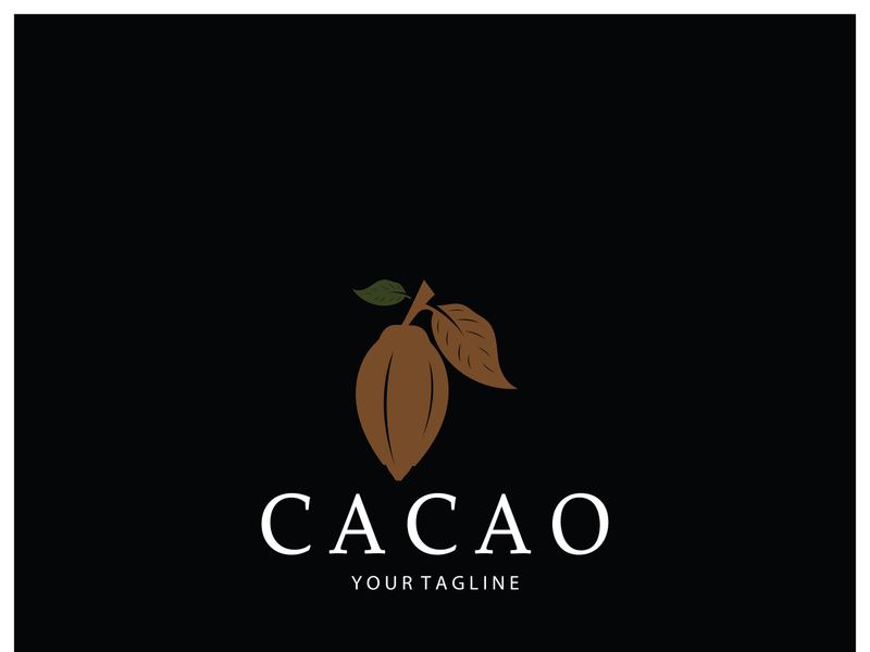 cocoa logo,cocoa bean,cocoa tree,cocoa branches and leaves,chocolate mix on white background,vintage,modern,simple,minimalist icon illustration template design vector
