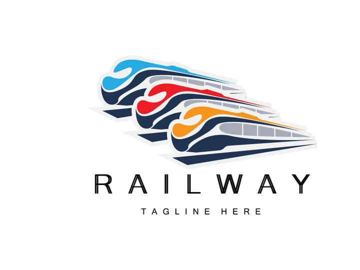 Train Logo Design. Fast Train Track Vector, Fast Transport Vehicle Illustration
