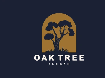 Oak Tree Logo, Nature Tree Plant Vector, Minimalist Simple Design preview picture