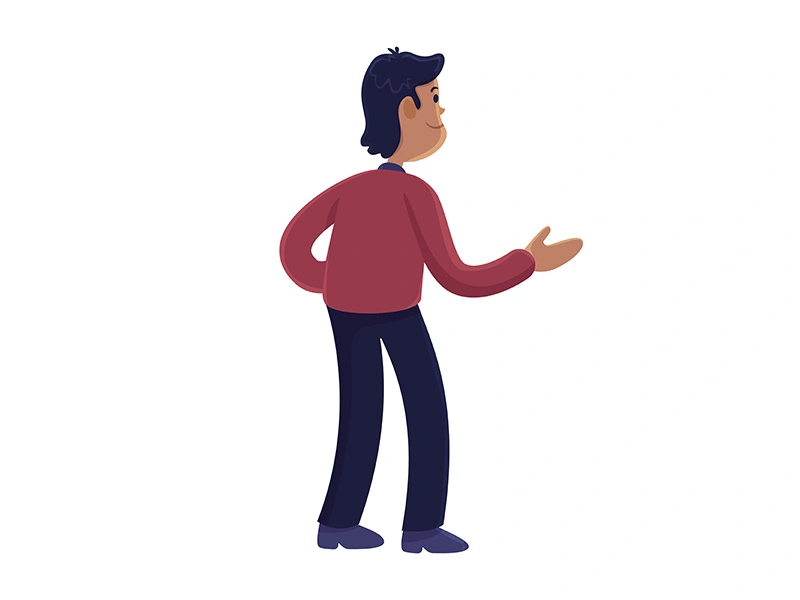 Man gesturing back view flat cartoon vector illustration