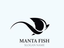 Manta fish or stingray logo design vector vintage illustration skate fish ocean