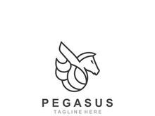 Pegasus horse Logo minimalist, Line art, Modern simple mascot, Mystic premium emblem