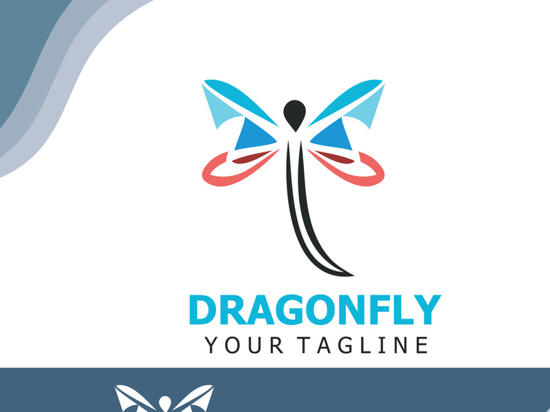 Dragonfly logo design modern and elegant minimalist color style monoline illustration