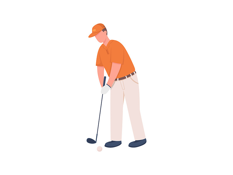 Professional golfer flat color vector faceless character