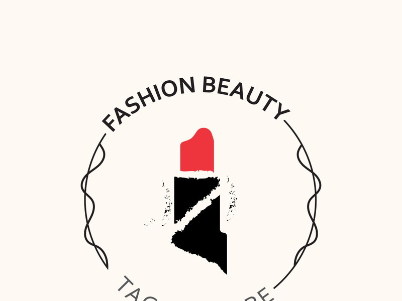 Lipstick logo design for makeup fashion shop and beauty vector cosmetic design template