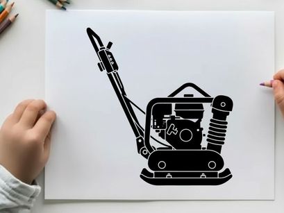 Silhouette of a plate compactor machine in black