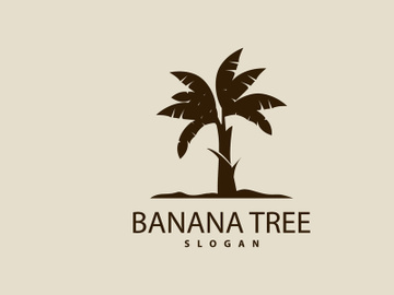 Banana Tree Logo, Banana Tree Simple Silhouette Design preview picture