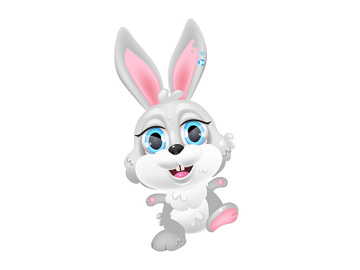 Cute grey Easter bunny kawaii cartoon vector character preview picture