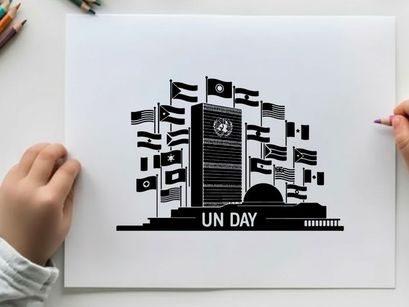 united nations day flags vector illustration