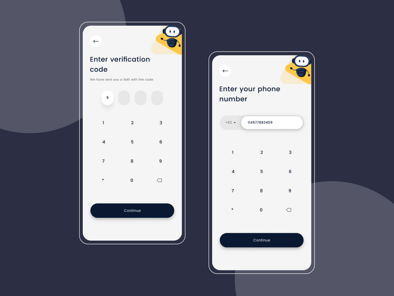 Couple concept screens for Verification step