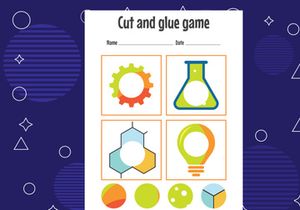 10 Pages Cut and glue game for kids. Cutting practice for preschoolers. Education paper game for children